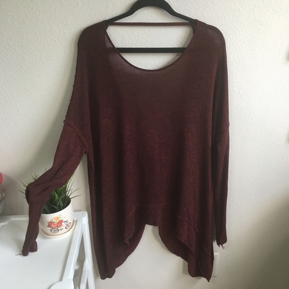 Free People Sweaters - Free People burgundy over sized sweater open back